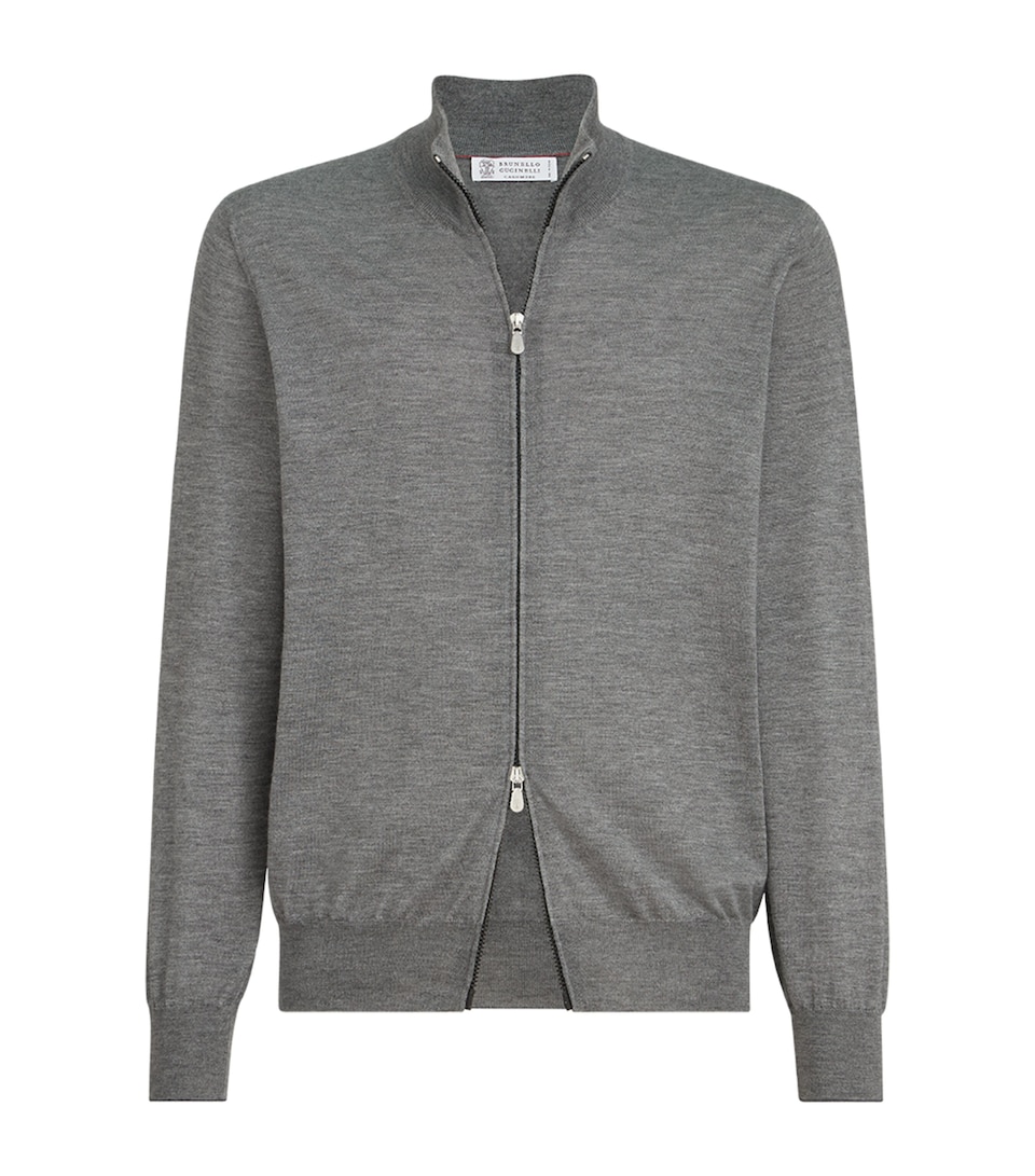Brunello Cucinelli Mens Cashmere-Silk Zip-Up Cardigan