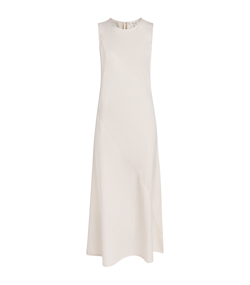 Rag & Bone Womens Cotton-Blend Twill Midi Dress Ecru