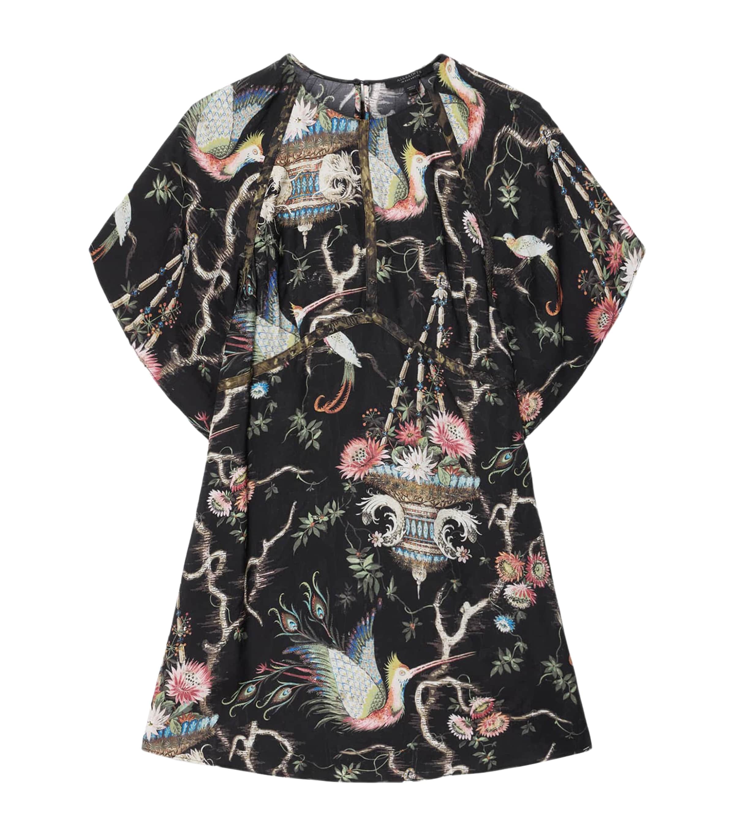 AllSaints Womens Printed Xena Mini T-Shirt Dress Taravao Black