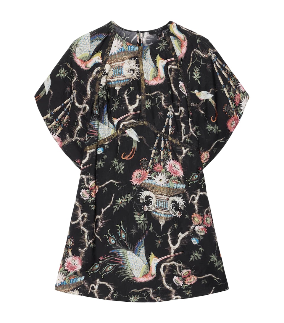 AllSaints Womens Printed Xena Mini T-Shirt Dress Taravao Black