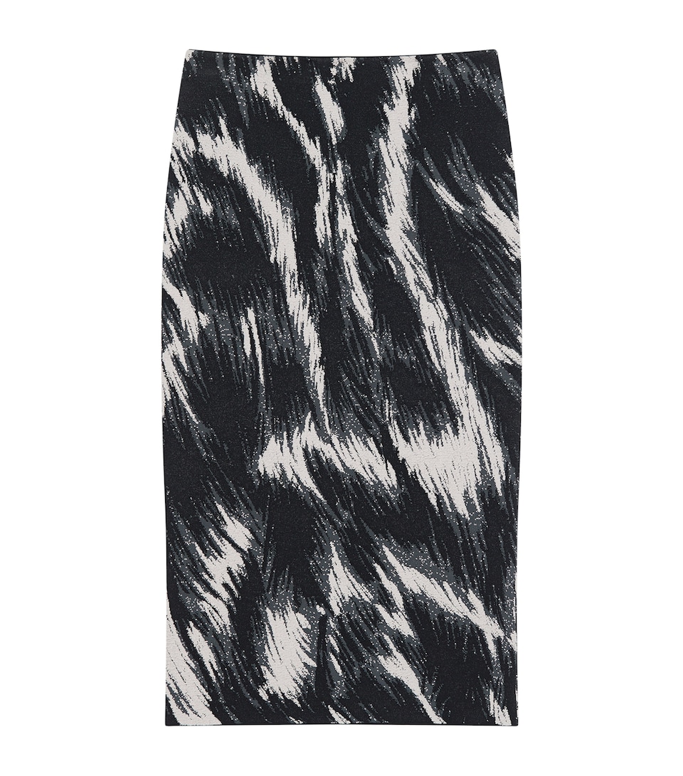Animal Jacquard Pencil Midi Skirt