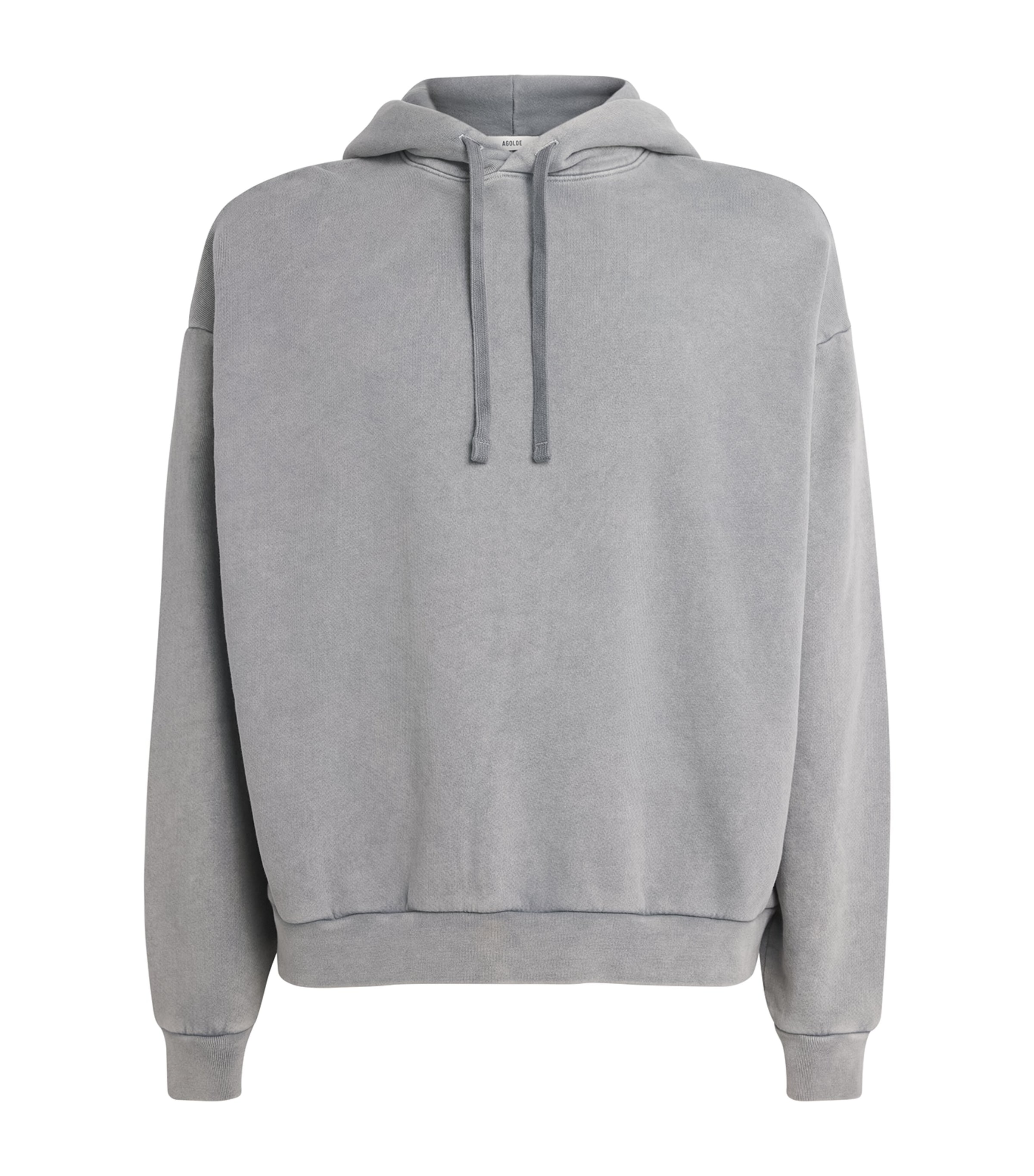 AGOLDE Mens Cotton Salford Hoodie Counter Faded Blk