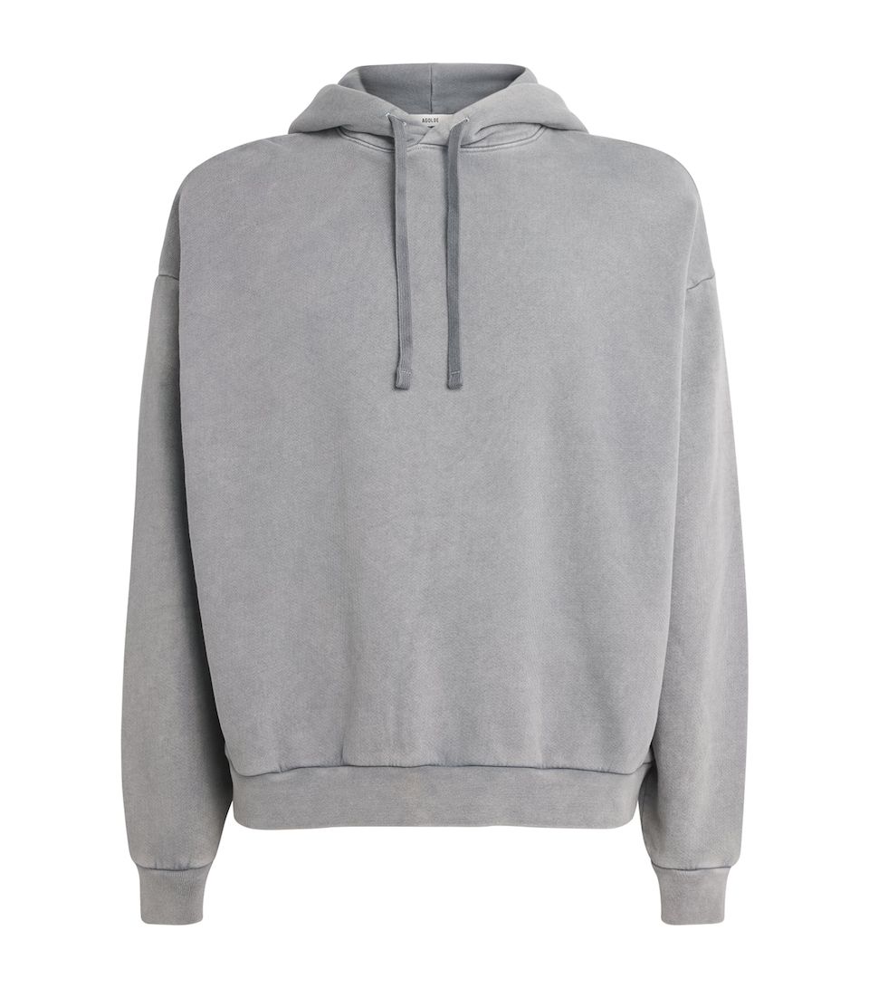 AGOLDE Mens Cotton Salford Hoodie Counter Faded Blk