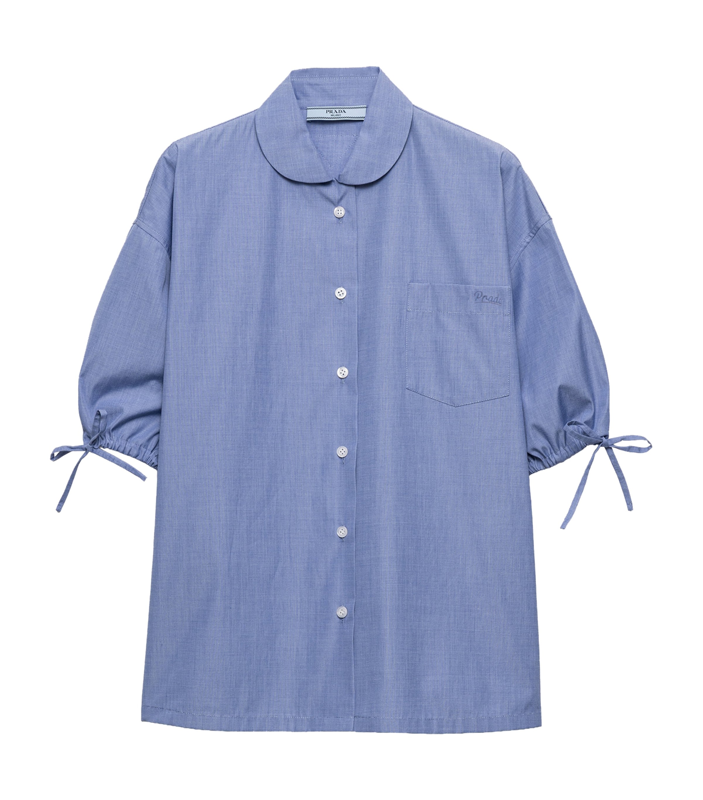 Prada Womens Cotton Fil-á-Fil Shirt Blue