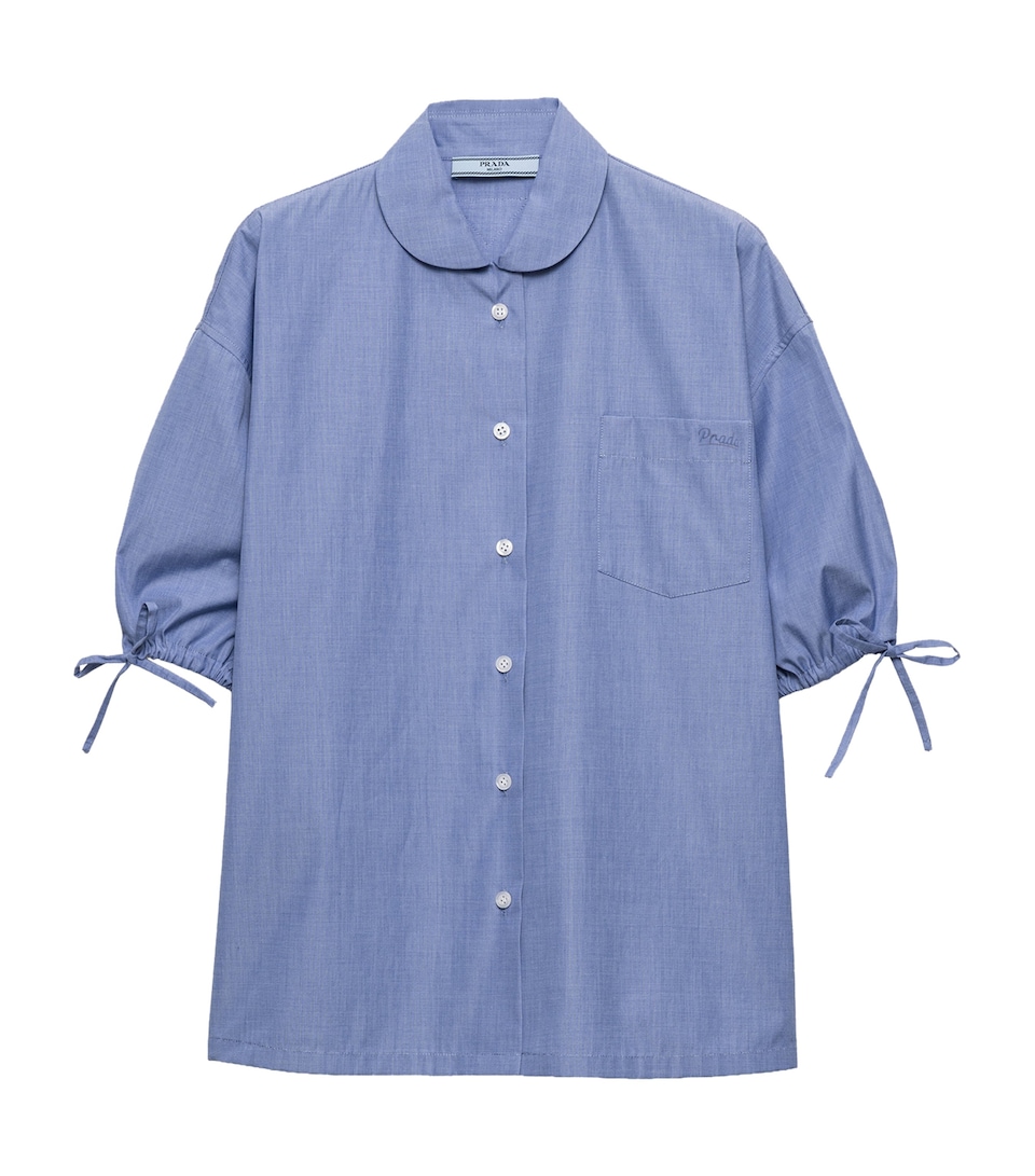 Prada Womens Cotton Fil-á-Fil Shirt Blue
