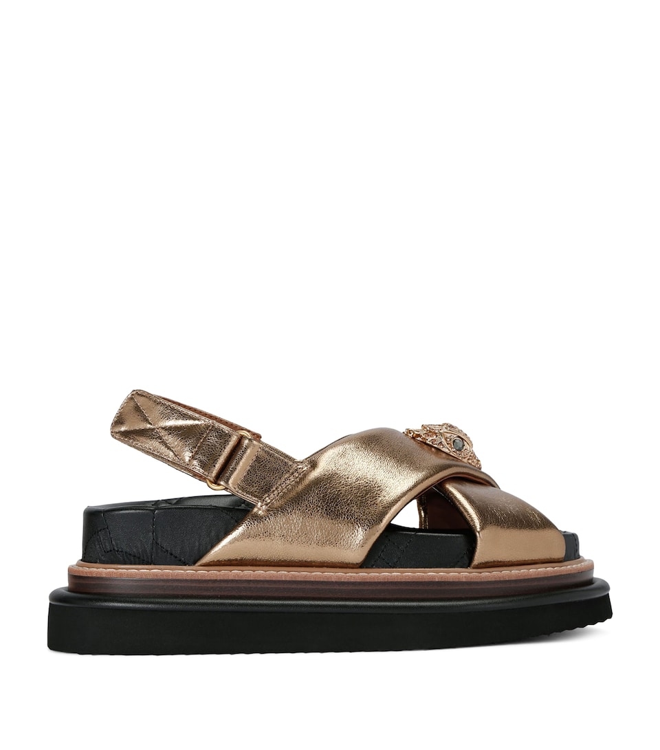 Kurt Geiger London Leather Orson Cross-Over Sandals Bronze