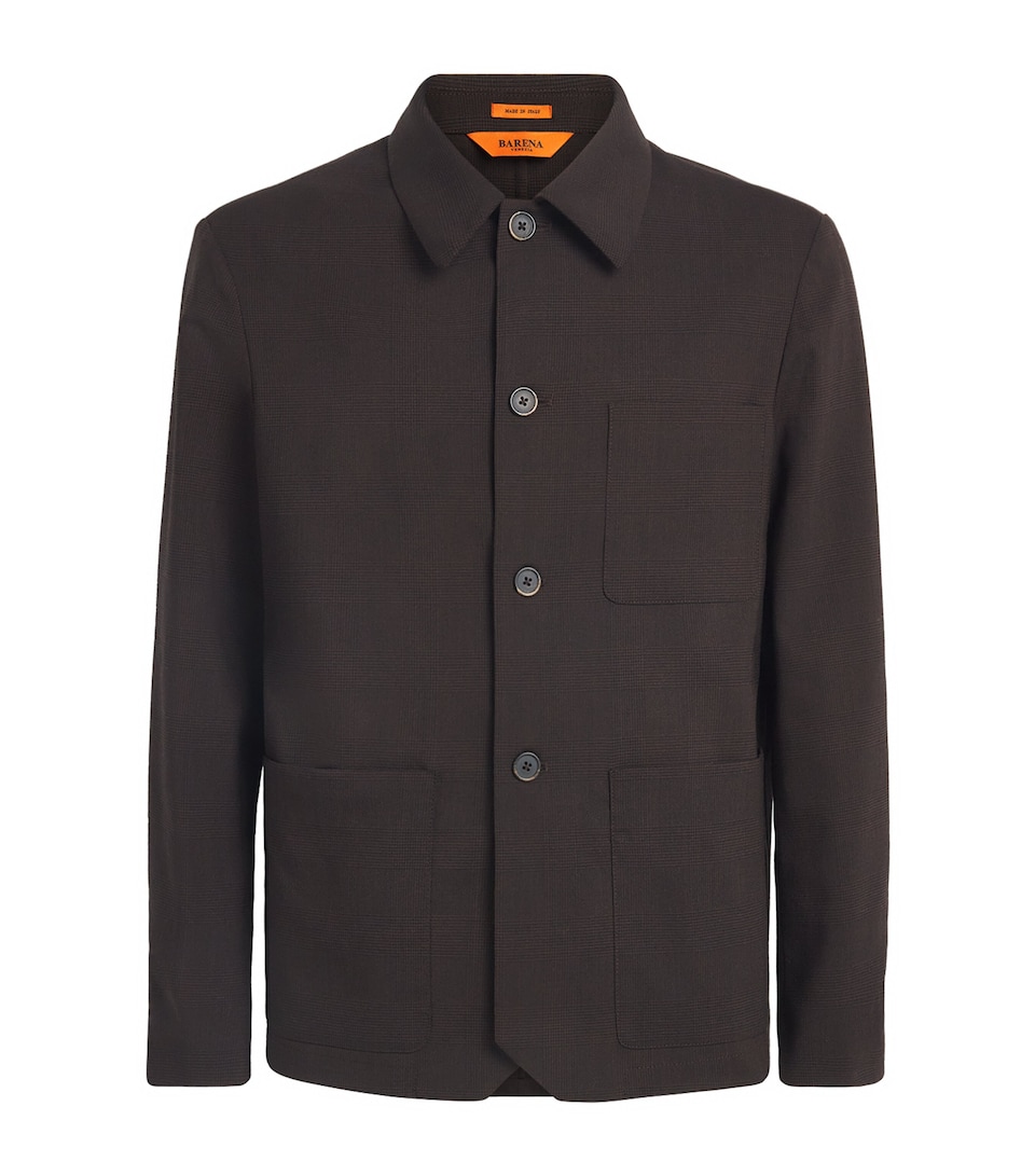 Barena Mens Tropical Virgin Wool Check Overshirt Bruno