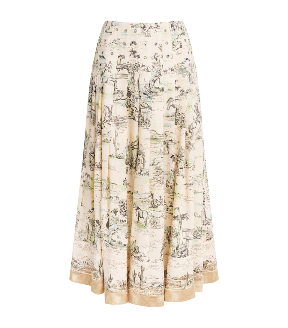 ALEMAIS Womens Linen-Blend Scout Pleated Maxi Skirt Cream