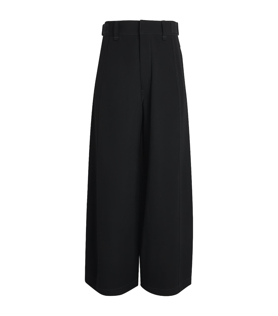 Wool Utility Wide-Leg Trousers