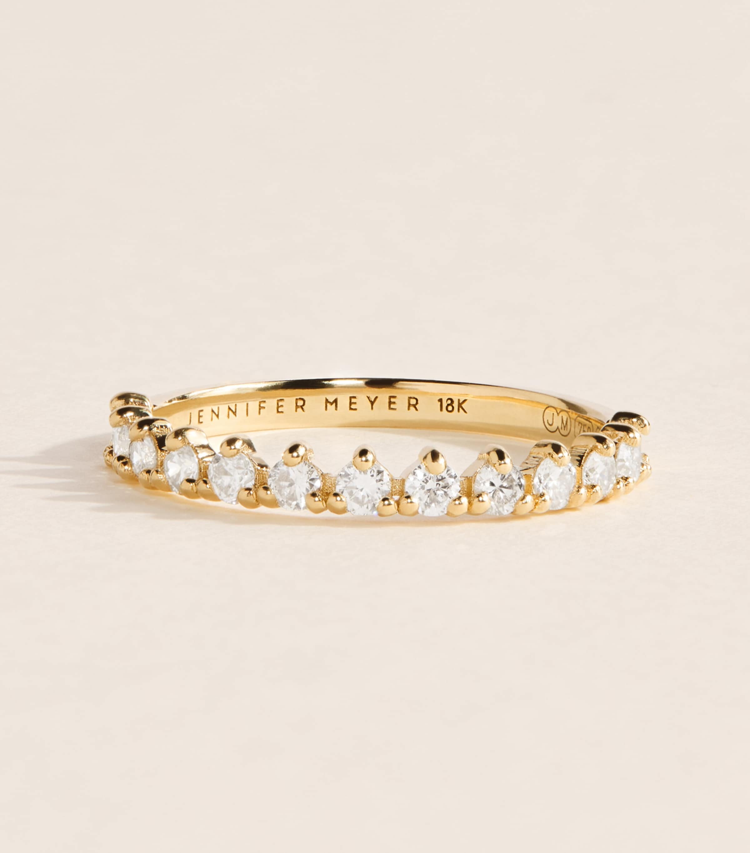 Jennifer Meyer Yellow Gold and Diamond 3-Prong Ring Yellow Gold