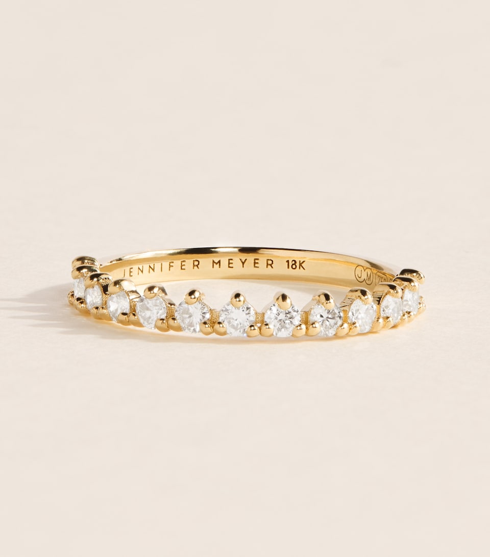 Jennifer Meyer Yellow Gold and Diamond 3-Prong Ring Yellow Gold