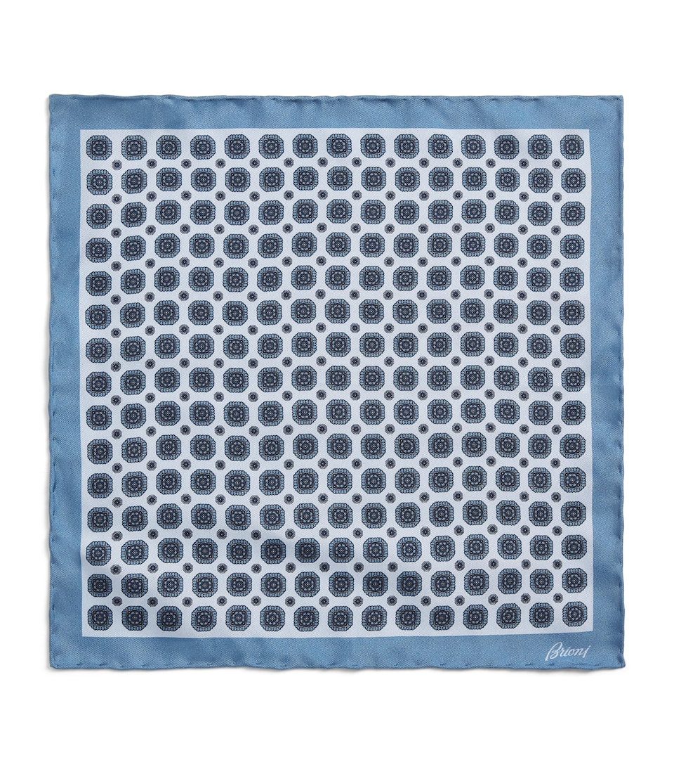 Brioni Silk Geometric Print Pocket Square