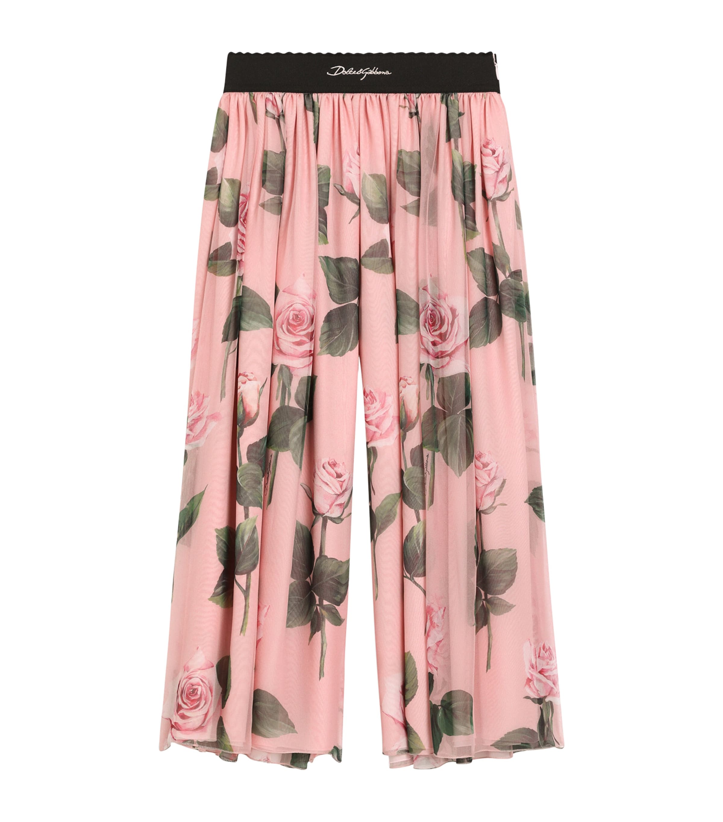 Dolce&Gabbana Kids Silk Chiffon Floral Trousers (8-12+ Years) Rose