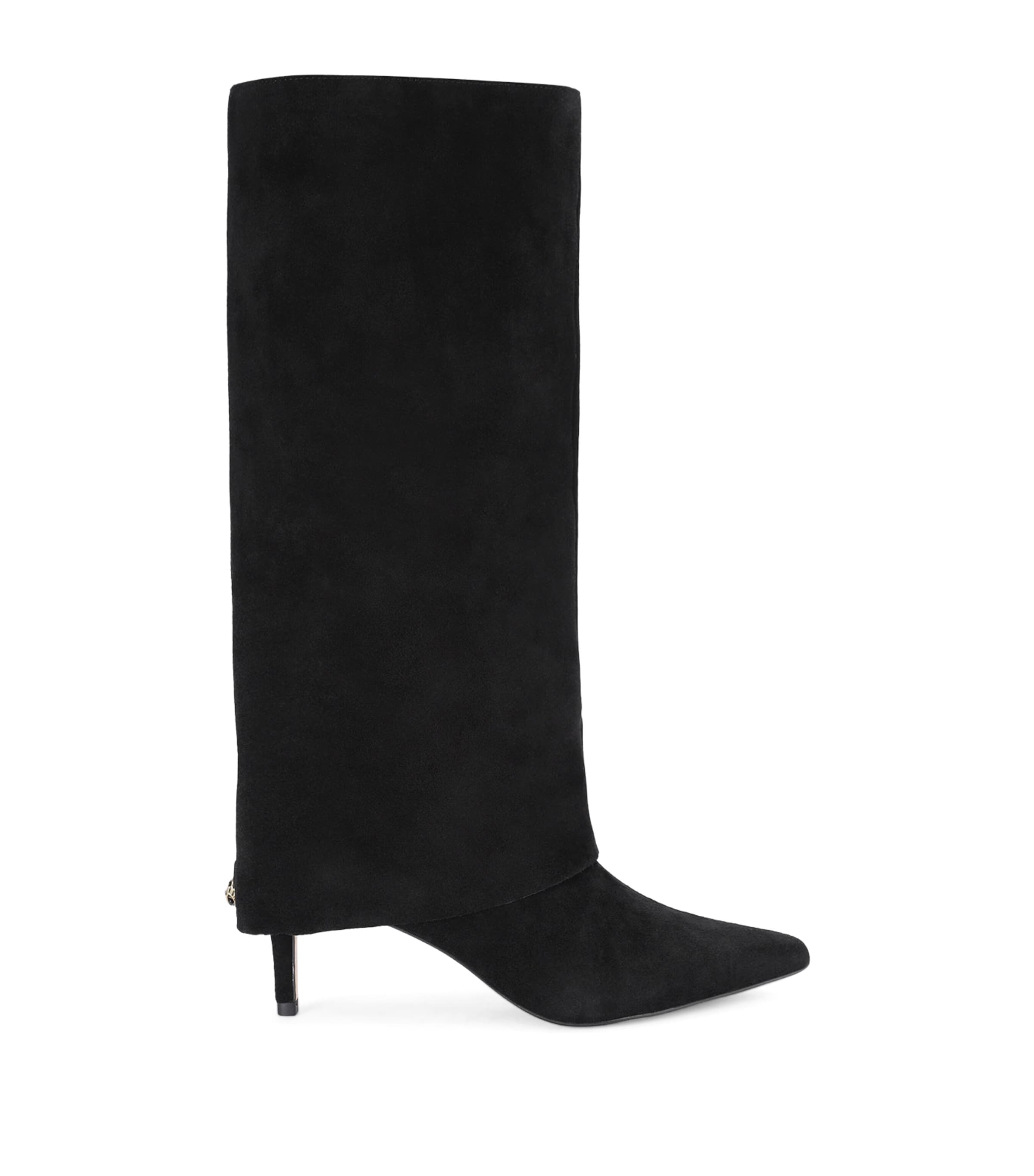 Kurt Geiger London Suede Mansion Fold Heeled Boots 90 Black