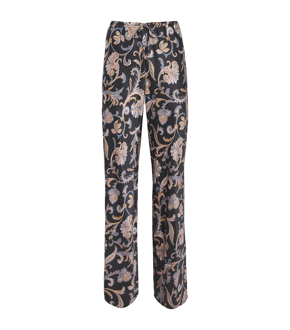 Silk-Blend Paisley Straight Trousers