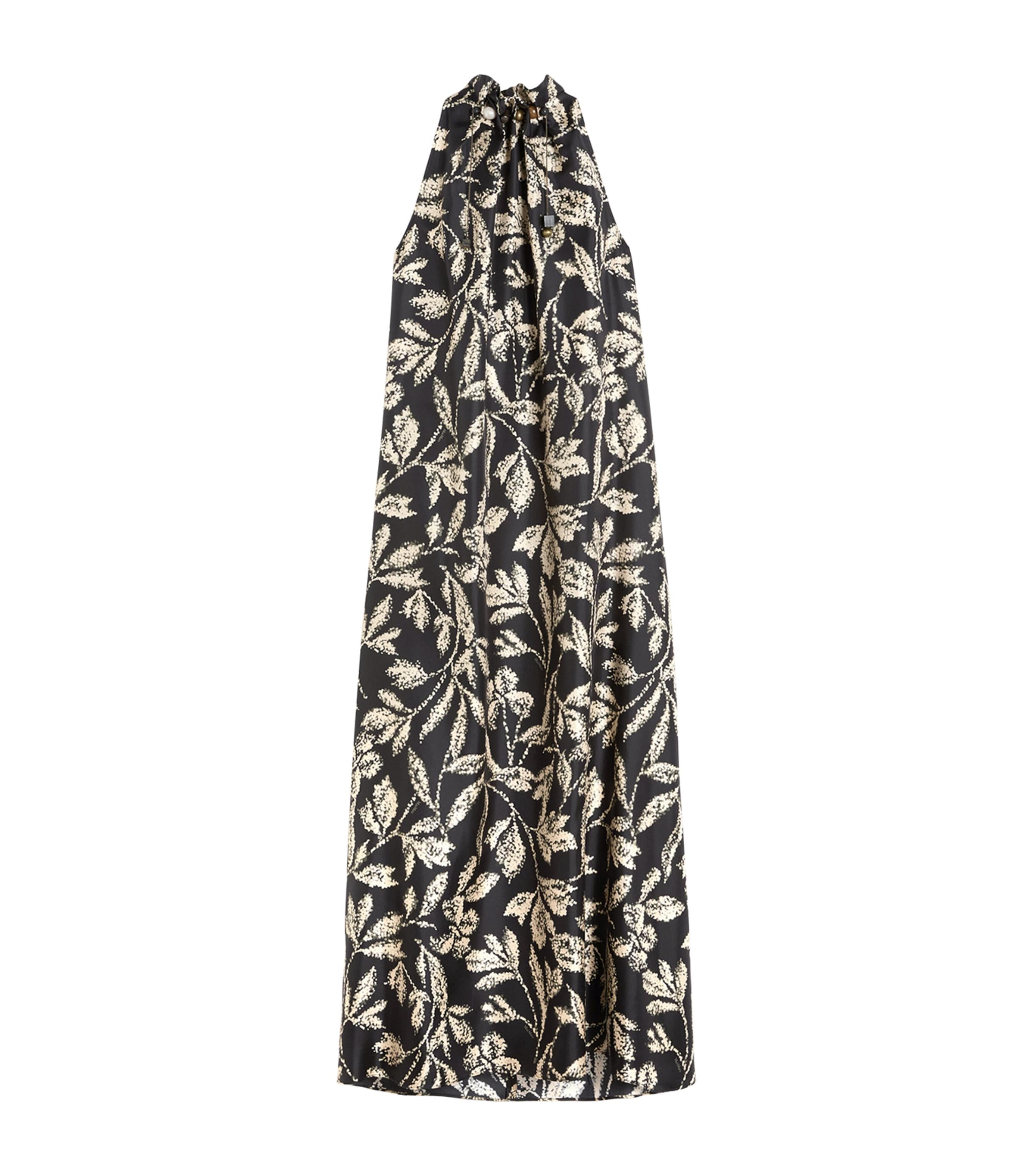 Max Mara Womens Silk Twill Printed Maxi Dress Black
