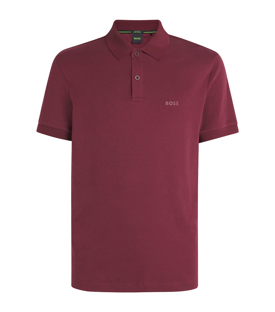 BOSS Mens Cotton Logo Polo Shirt Dark Pink