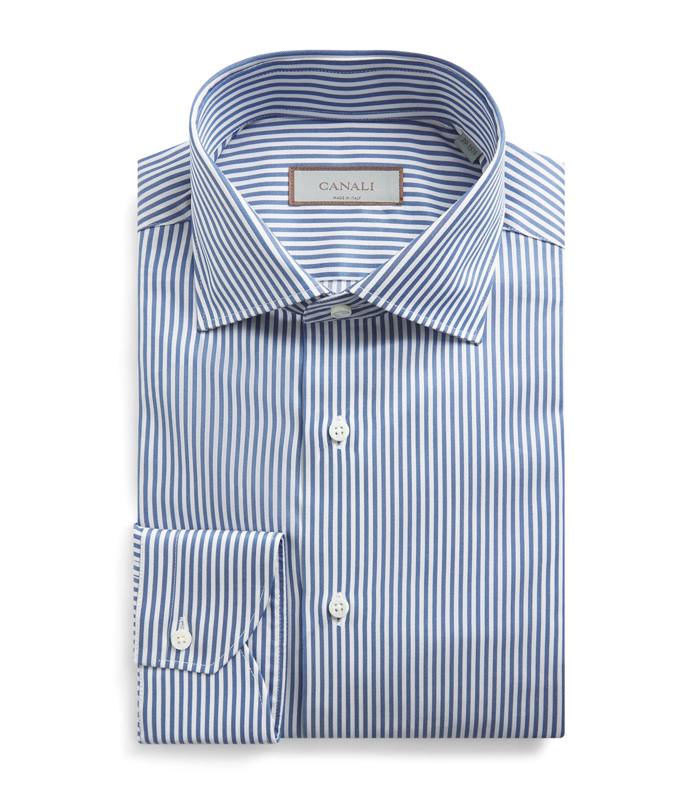 Canali Mens Cotton Bengal Stripe Shirt Grey