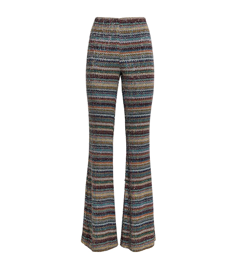 Missoni Womens Metallic Stripe Flared Trousers Smsqw Multi B/r/bge