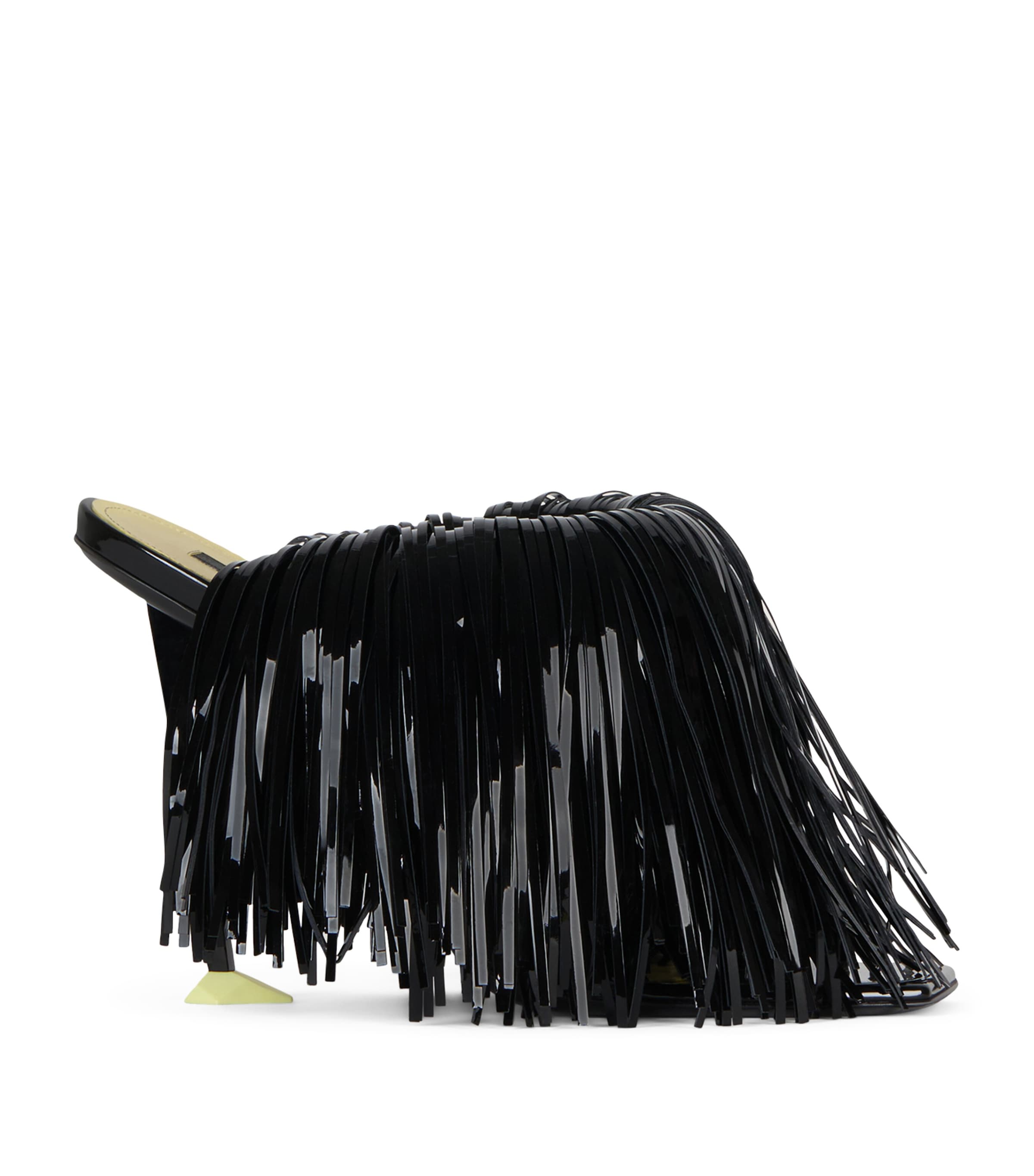 Givenchy Leather Boudoir Fringe Heeled Sandals 95 Black