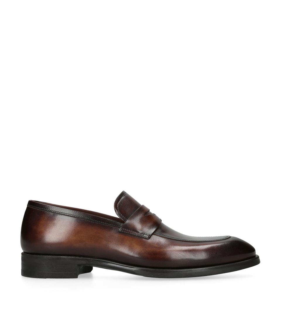 Magnanni Leather Madison Penny Loafers Tan