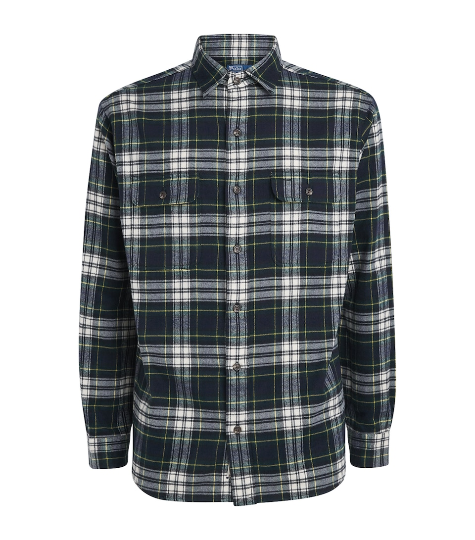 Polo Ralph Lauren Mens Cotton Plaid Shirt Navy Green Mlti