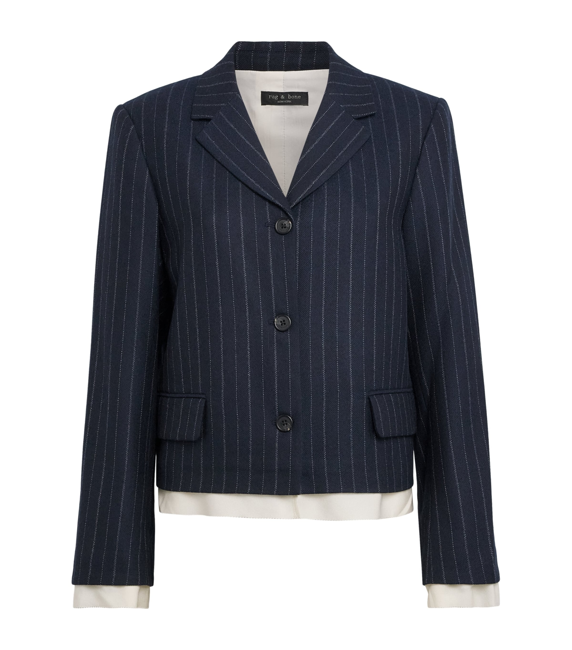 Rag & Bone Womens Wool-Blend Herringbone Stripe Lawrence Blazer Nvymt