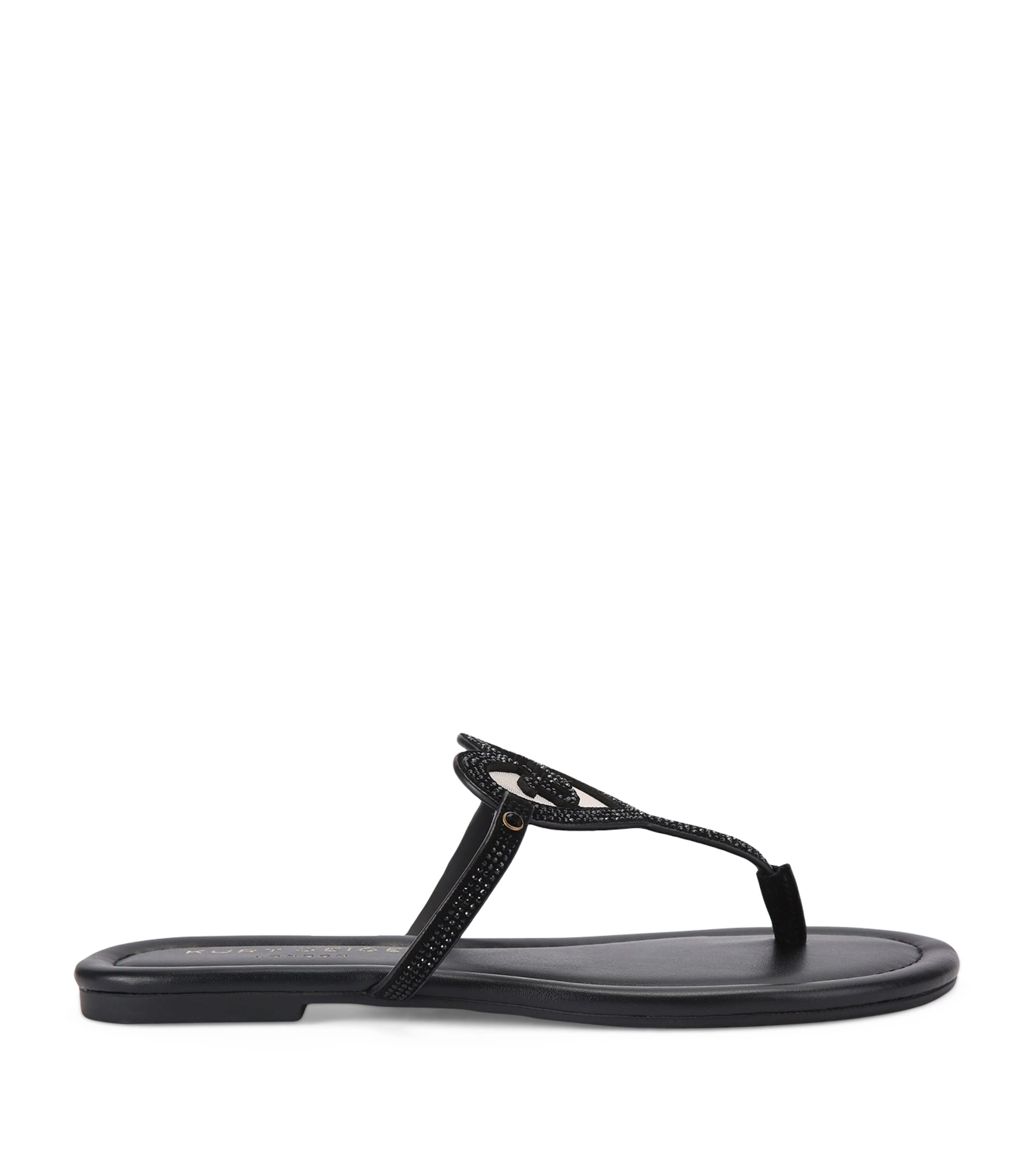 Kurt Geiger London Leather Heart T-Bar Sandals Black