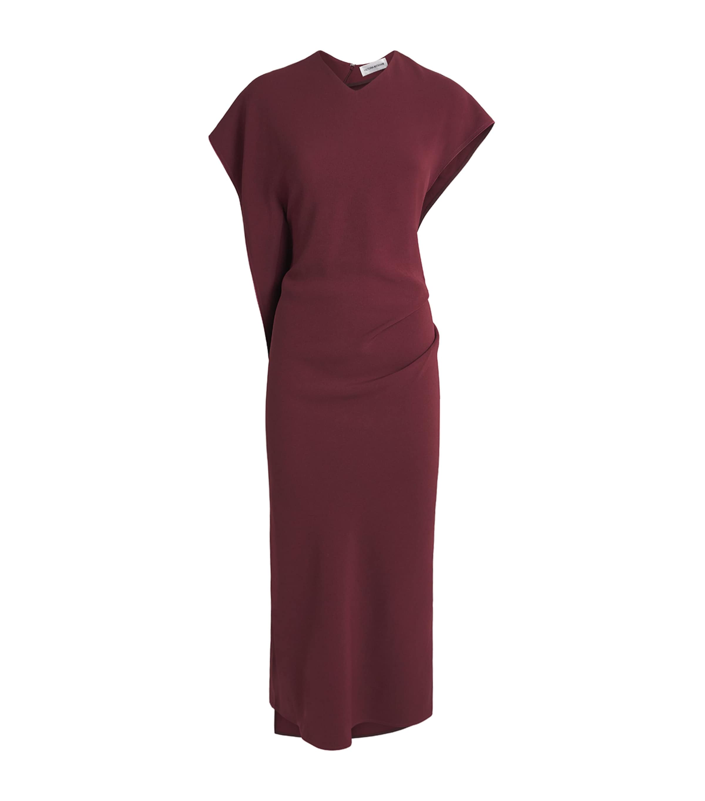 Victoria Beckham Womens Satin Asymmetric Victoria Midi Dress Cinnabar Red