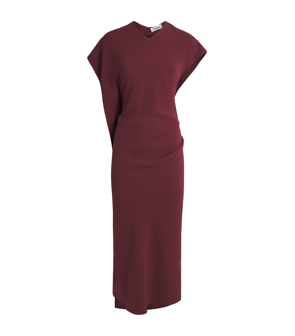 Victoria Beckham Womens Satin Asymmetric Victoria Midi Dress Cinnabar Red