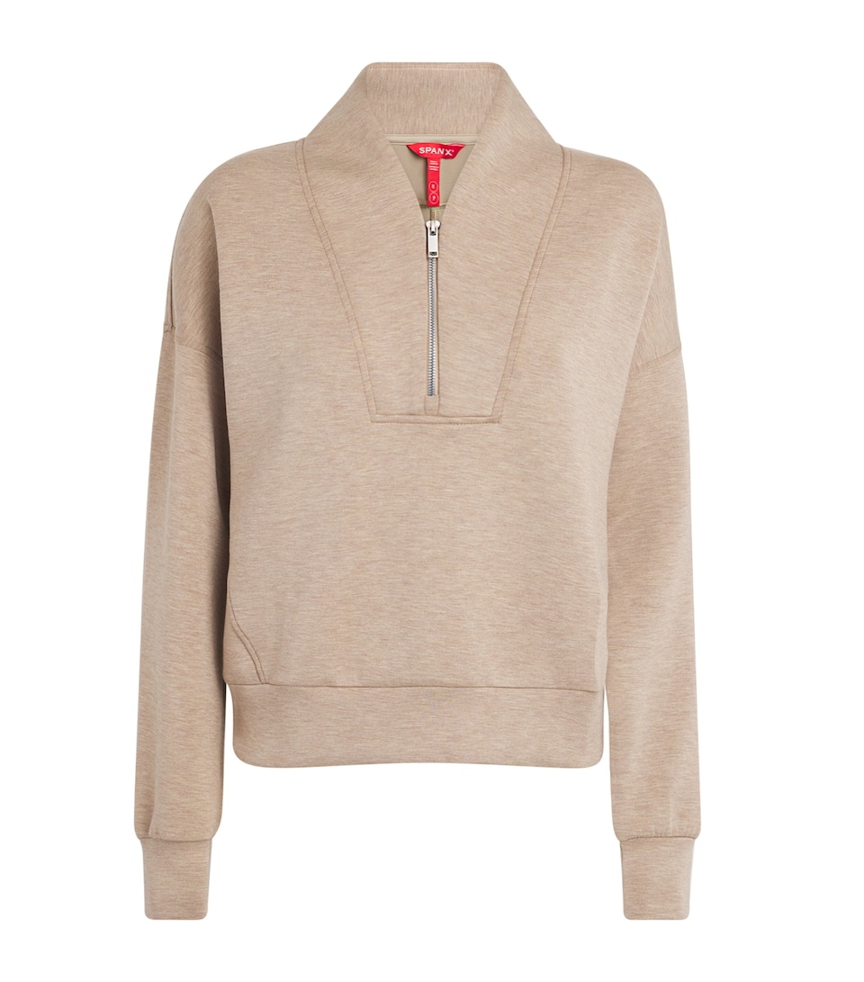 SPANX Womens SPANX AirEssentials Half-Zip Sweater Dune Heather