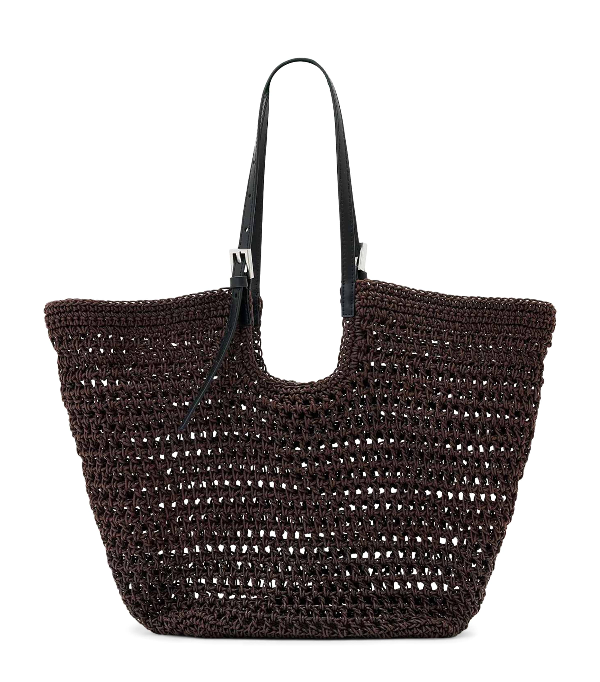 AllSaints Crochet Ara East-West Tote Bag Burnt Umber Red