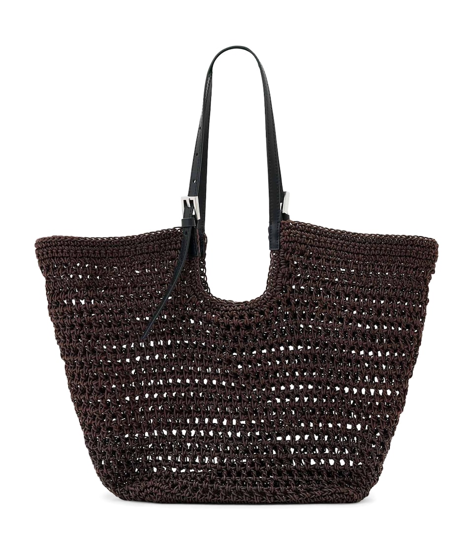 AllSaints Crochet Ara East-West Tote Bag Burnt Umber Red