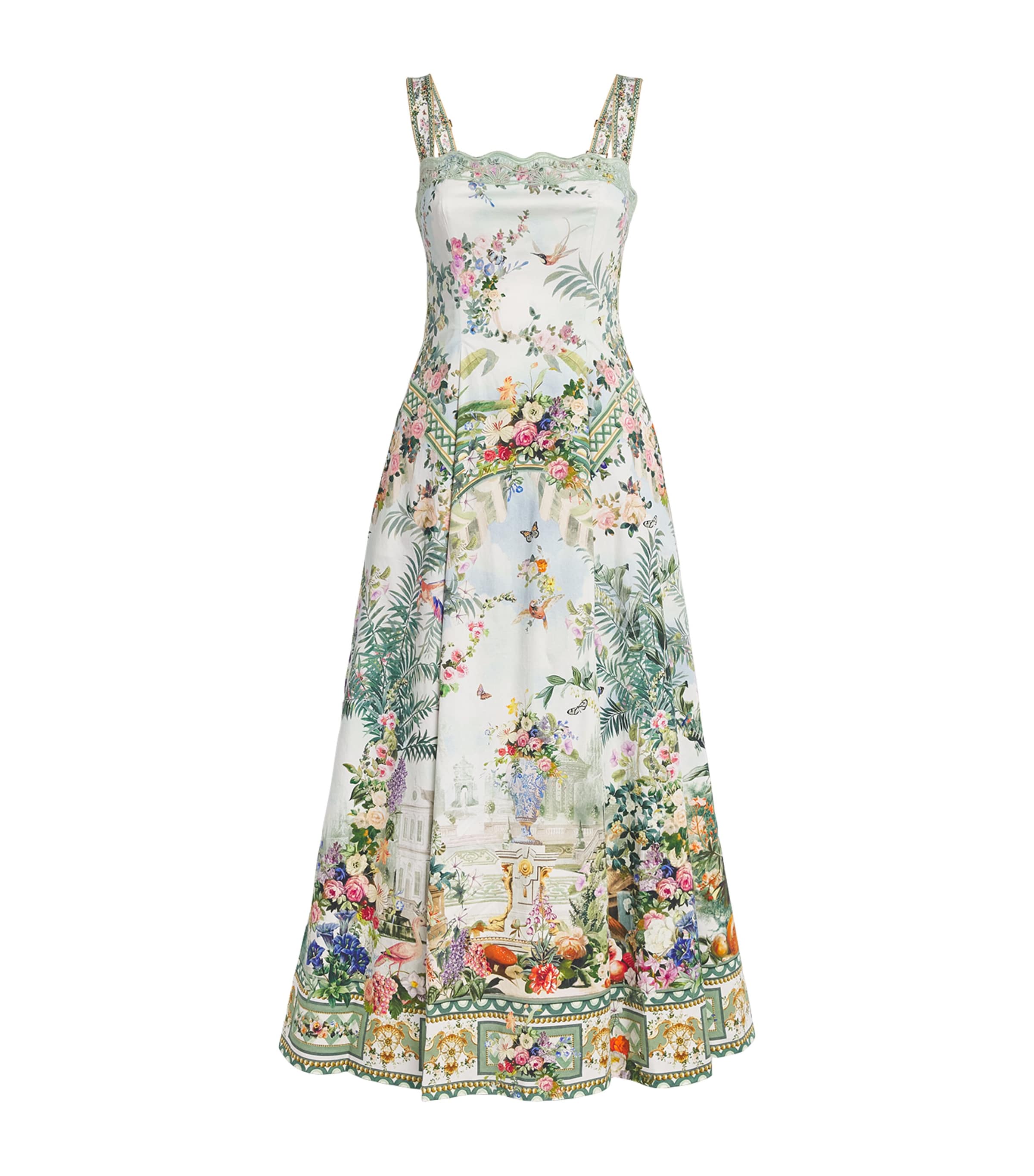 Camilla Womens Stretch-Cotton Art for the Empress Flared Midi Dress Art For The Empress
