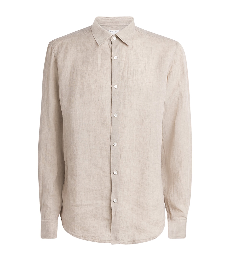 Sunspel Mens Linen Shirt Brgt Hazelwood