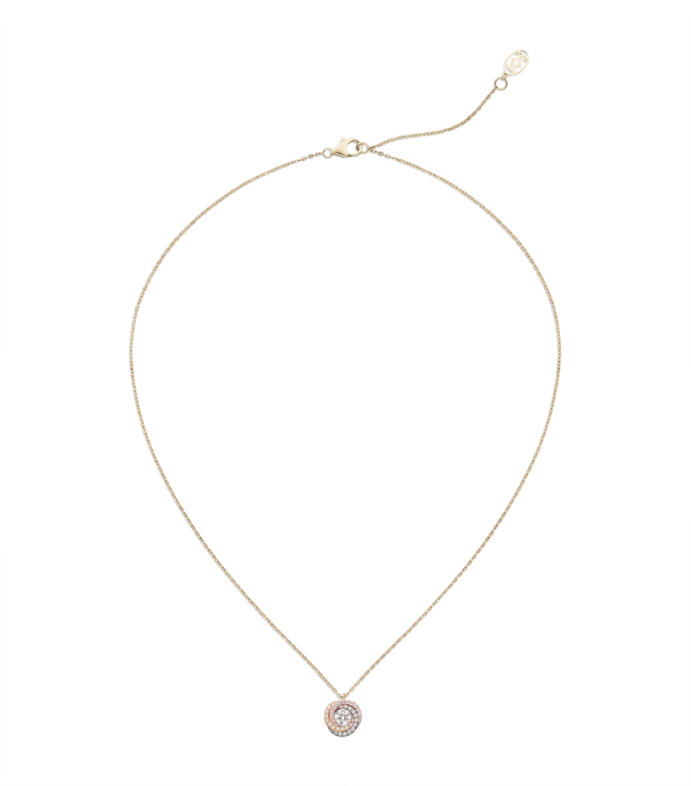 Cartier Yellow, White, Rose Gold and Diamond Trinity Pendant Necklace Mixed Gold