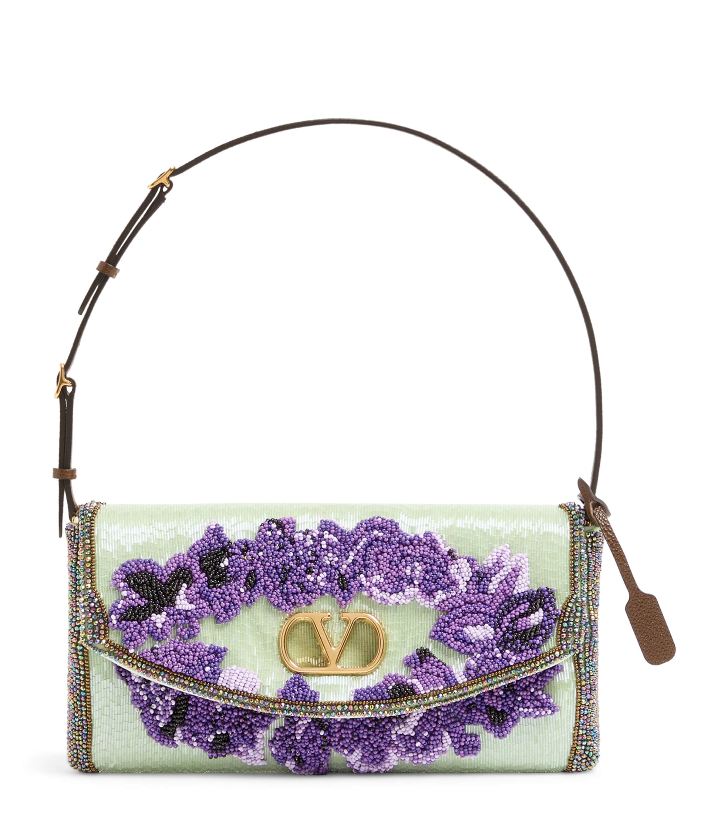 Valentino Garavani Small Silk Embellished DeVain Shoulder Bag