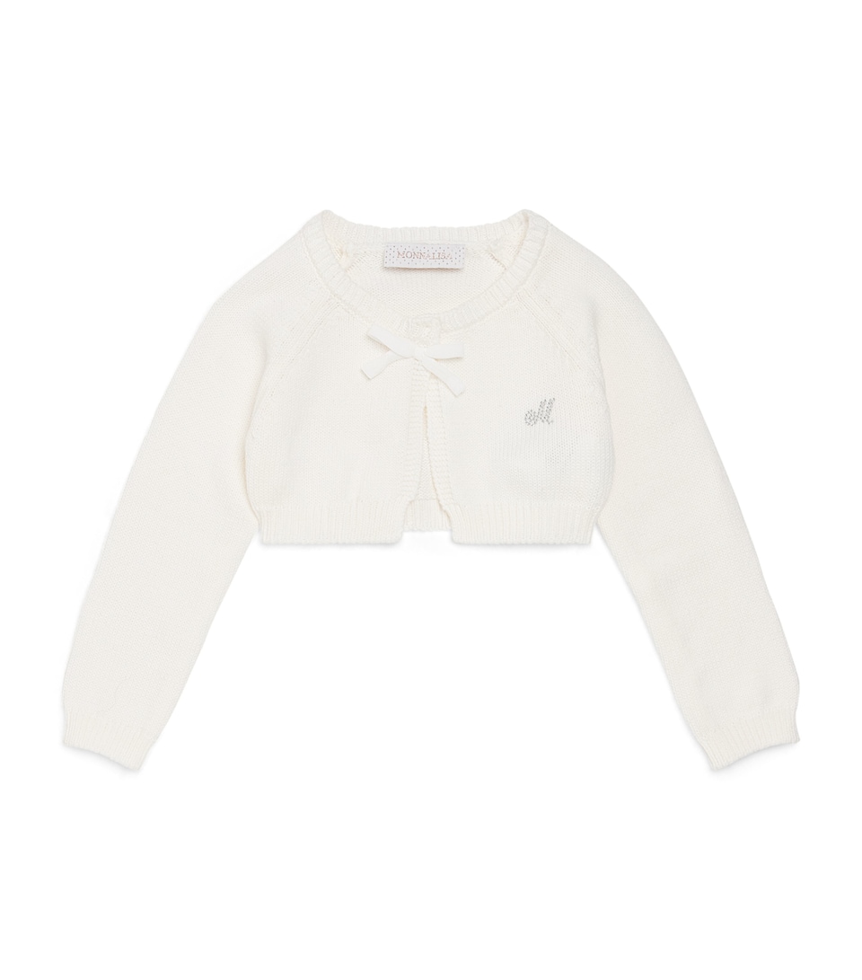 Monnalisa Cotton Embellished Cardigan (6 Months-4 Years) Cream