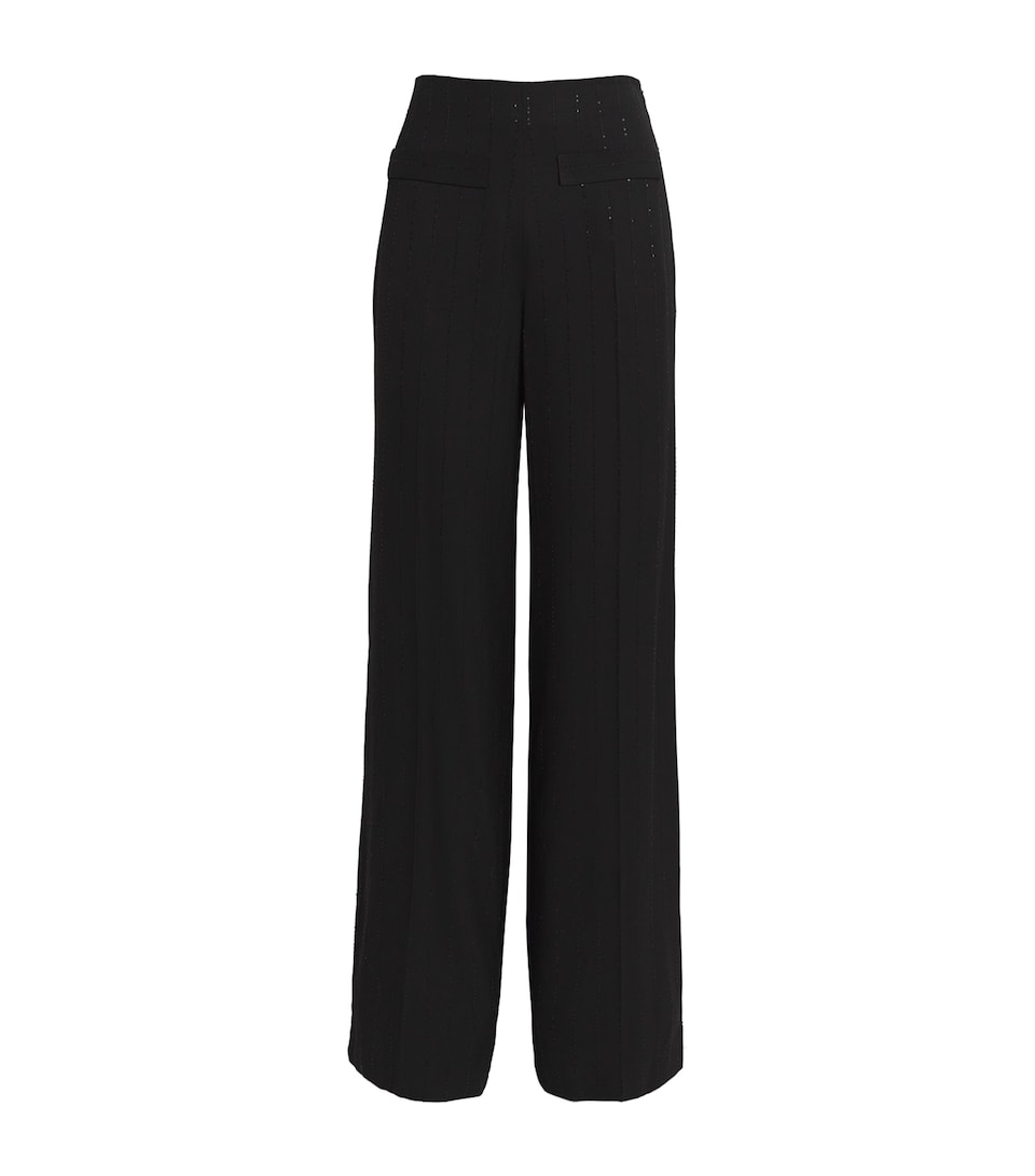 Sequin-Pinstripe Wide-Leg Trousers