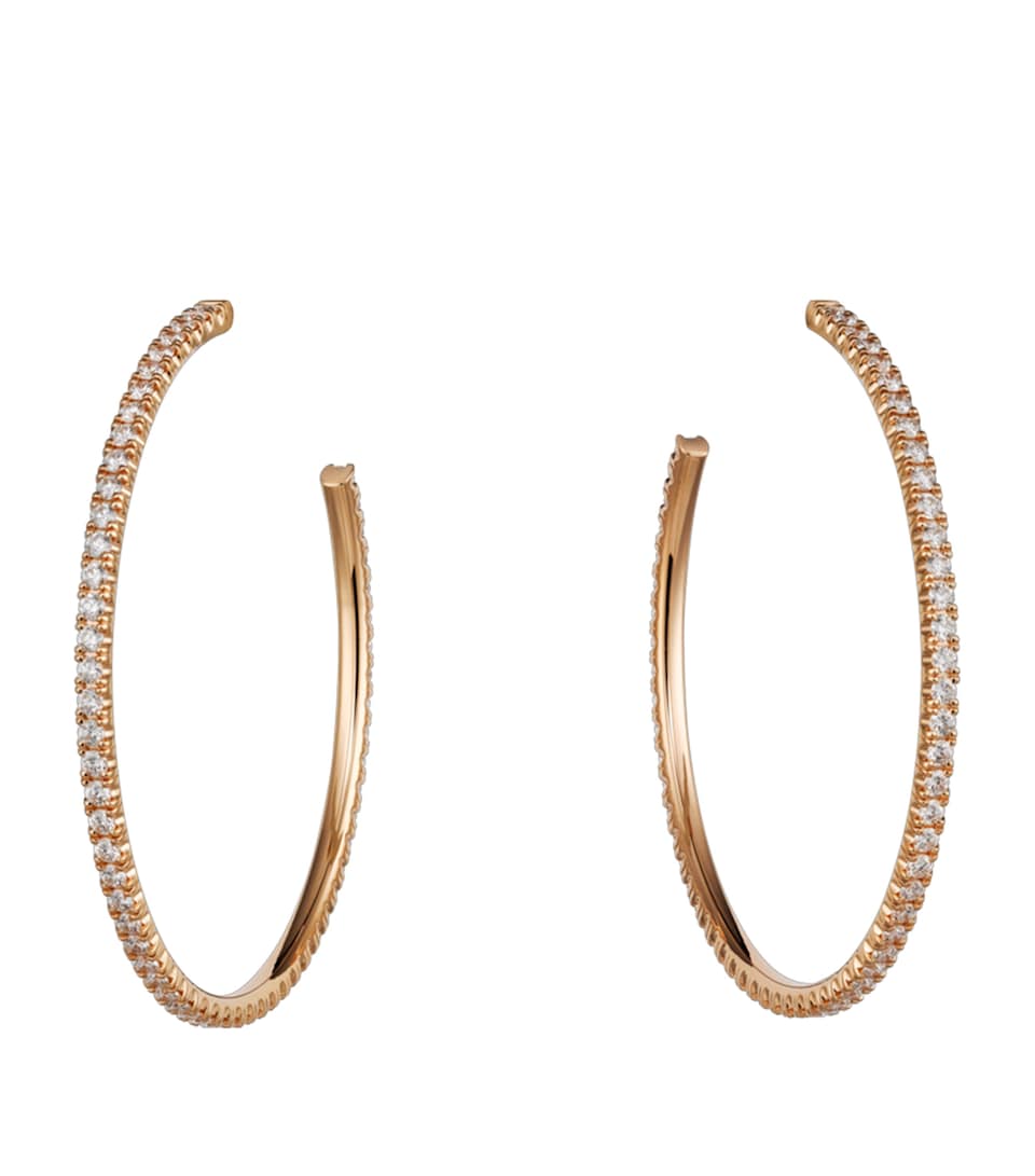 Large Rose Gold and Diamond Étincelle de Cartier Hoop Earrings