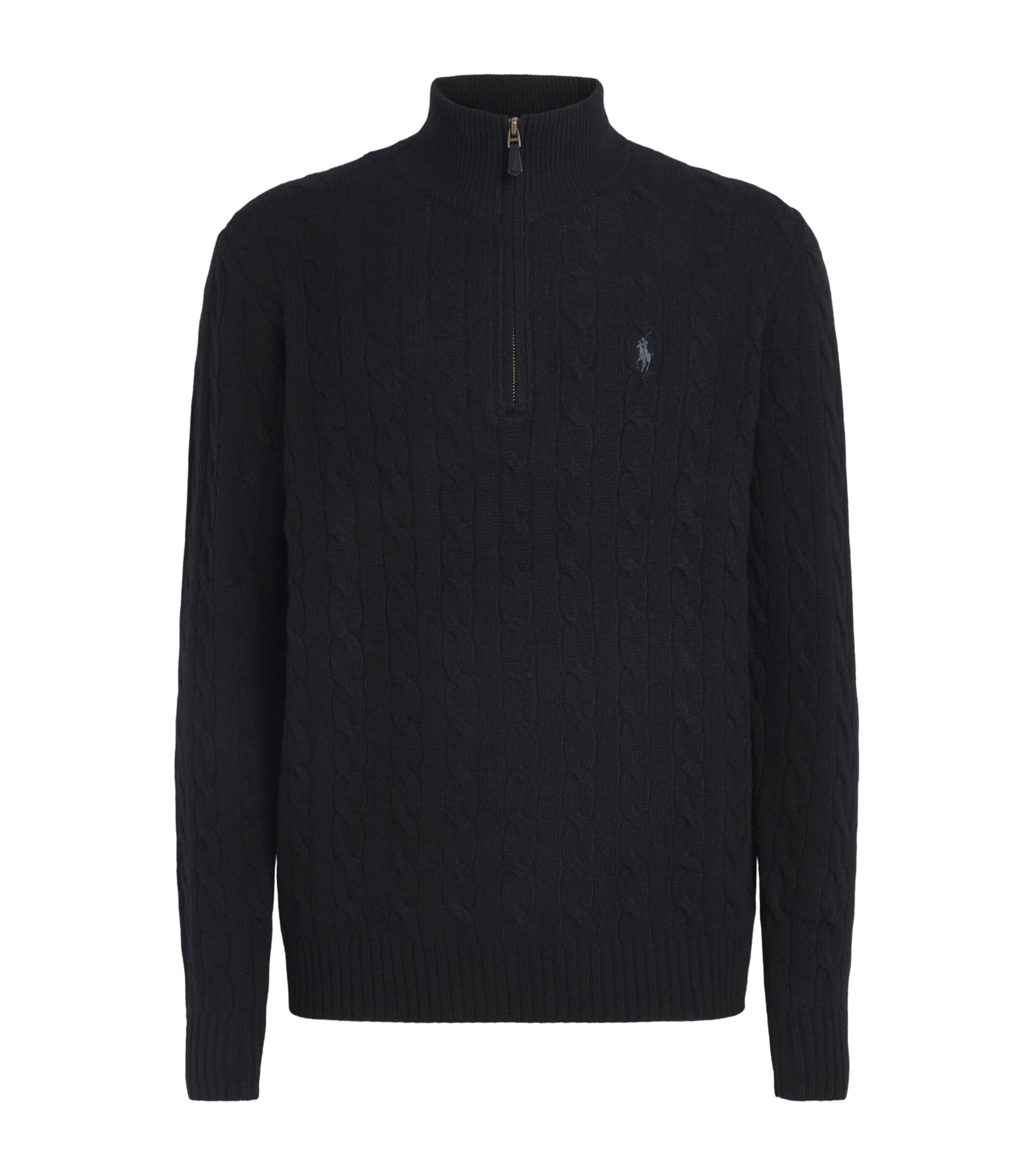 Polo Ralph Lauren Mens Wool-Cashmere Quarter-Zip Sweater Polo Black