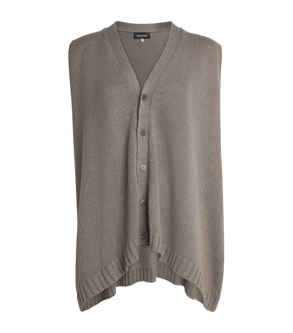 Eskandar Womens Linen-Organic Cotton Sleeveless Cardigan Mink
