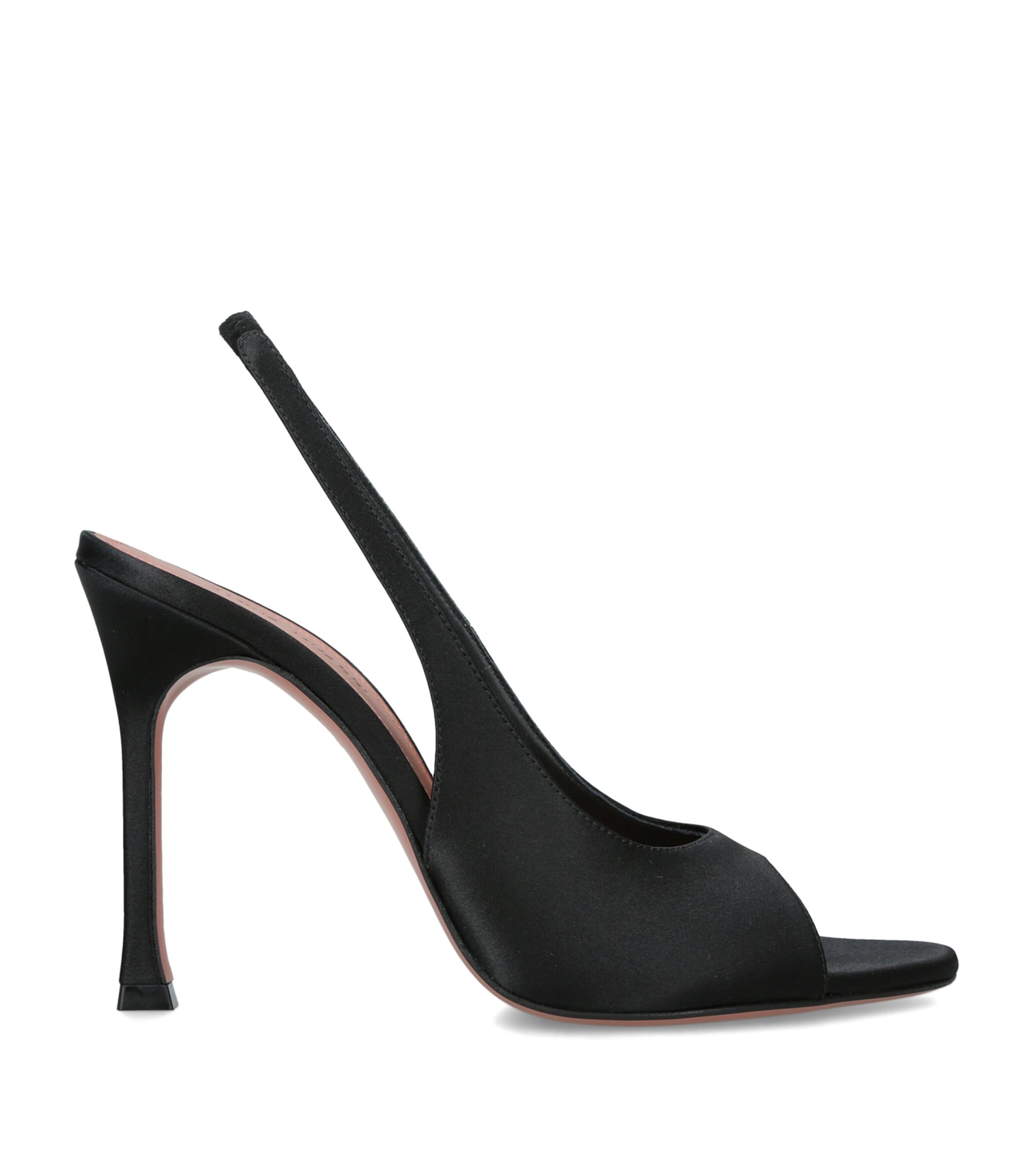 Amina Muaddi Satin Alexa Slingback Mules 105 Black