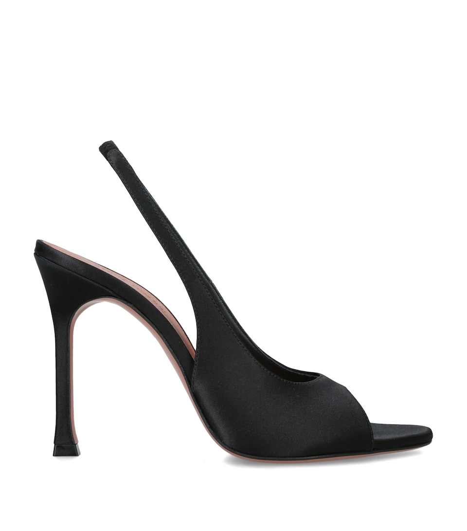 Amina Muaddi Satin Alexa Slingback Mules 105 Black