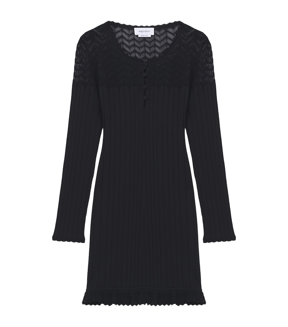 McQueen Womens Pointelle Knit Mini Dress