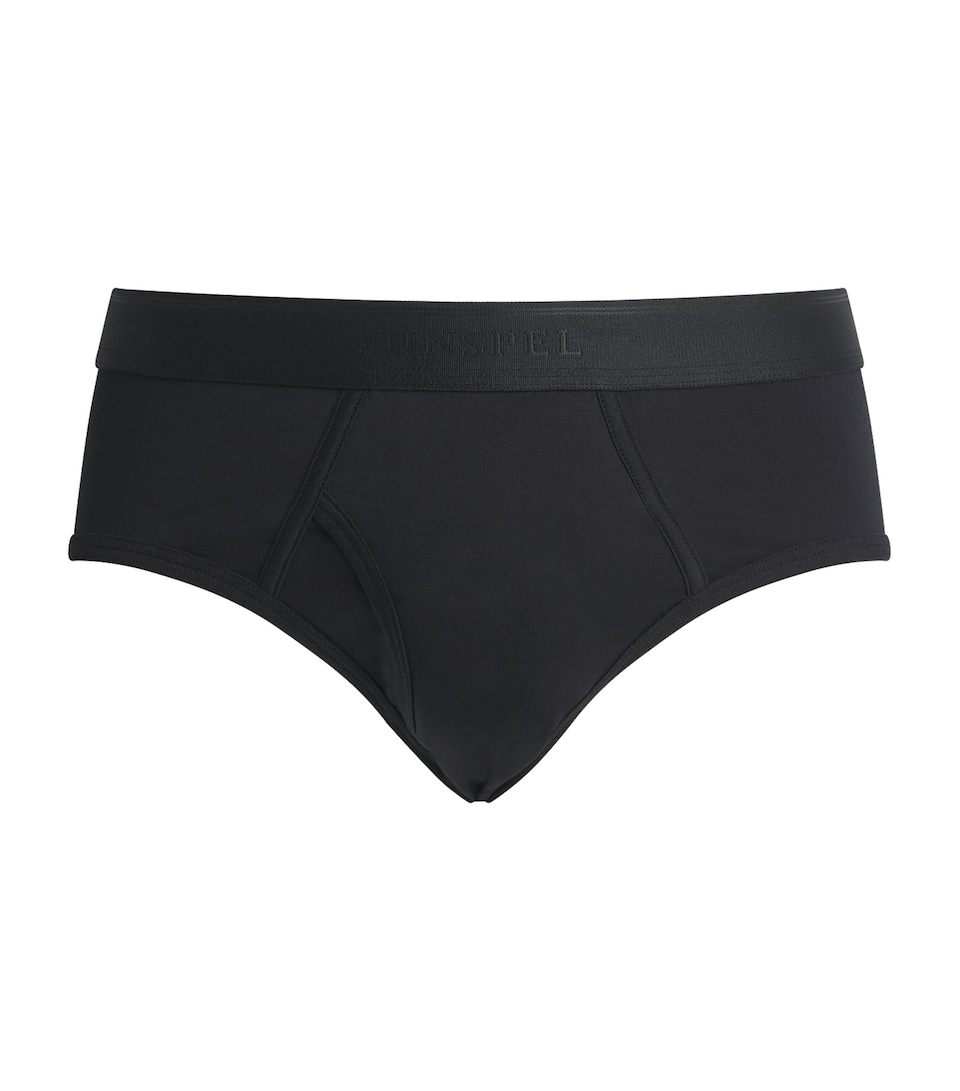 Sunspel Mens Superfine Cotton Briefs Bkaa Black