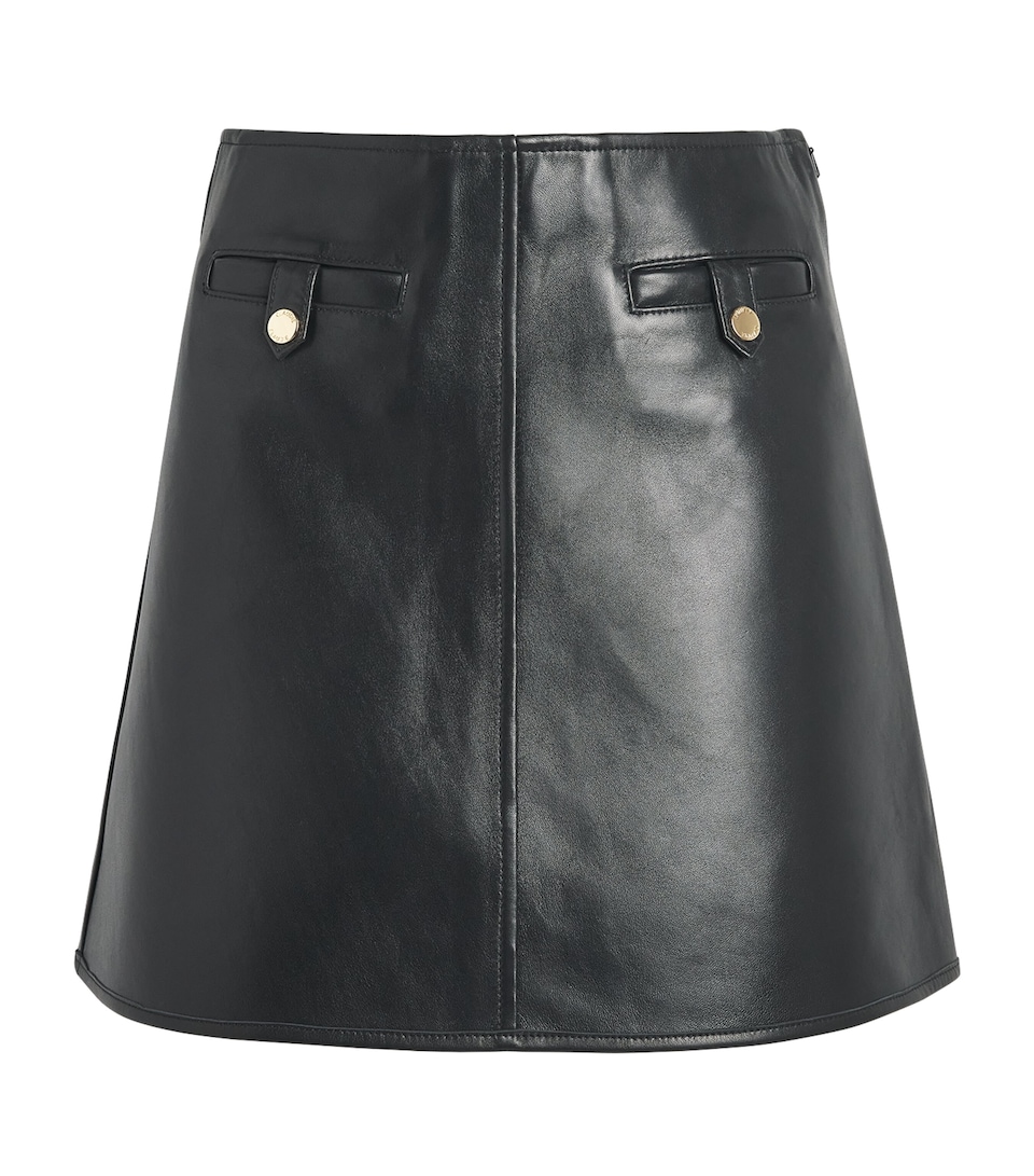 Claudie Pierlot Womens Lambskin Mini Skirt Black