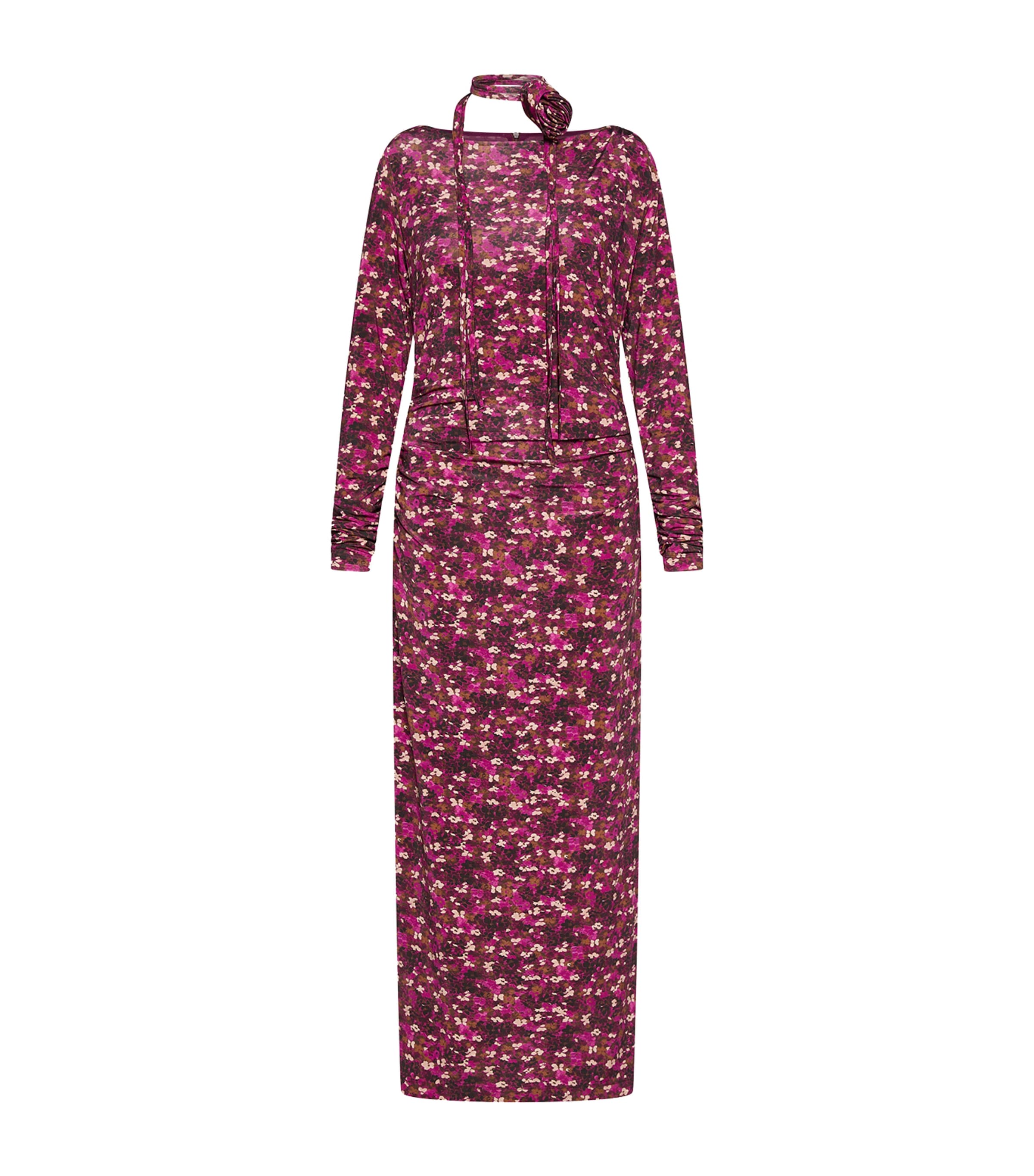 Marella Womens Jersey Floral Maxi Dress Fuchsia