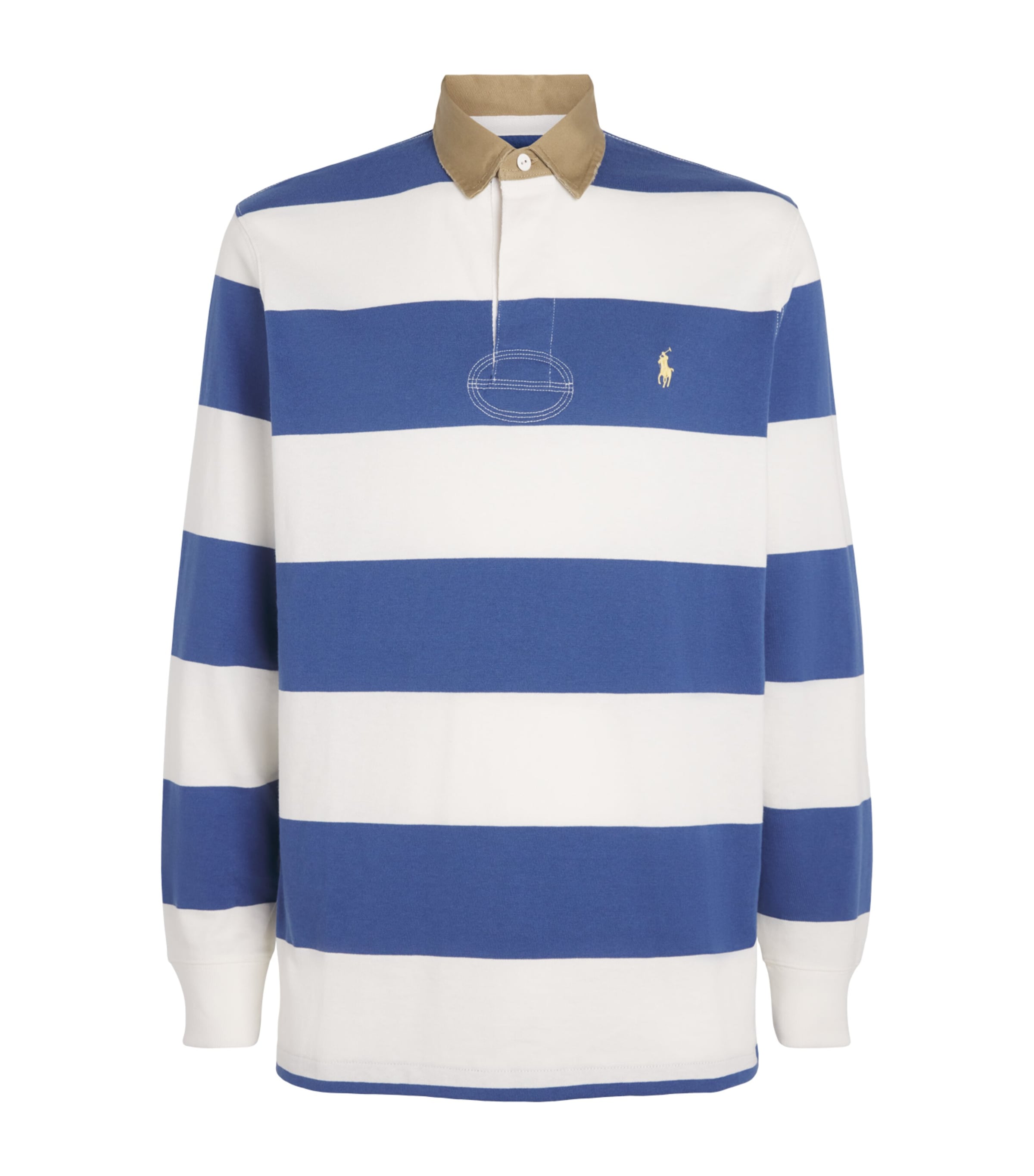 Cotton Stripe Polo Pony Rugby Shirt