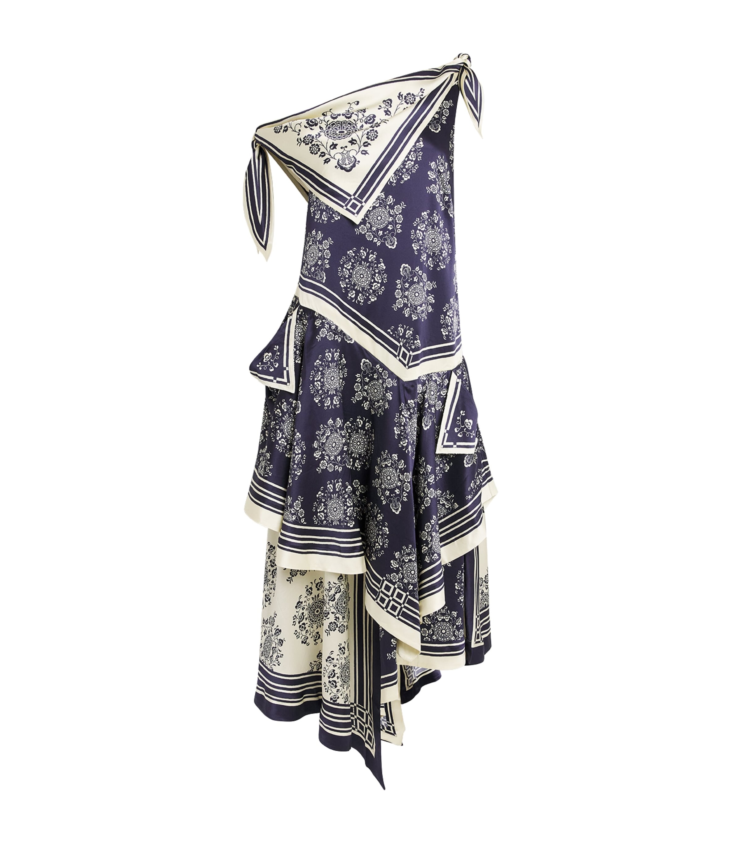 ALEMAIS Womens Silk Banderra Scarf Maxi Dress Ink